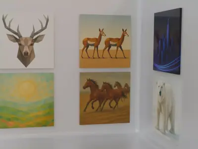 Set of 6 Modern 3D Wall Art Panels  Low-poly 3D model