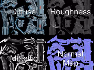 Futuristic Wall Panel model pack Low-poly 3D model