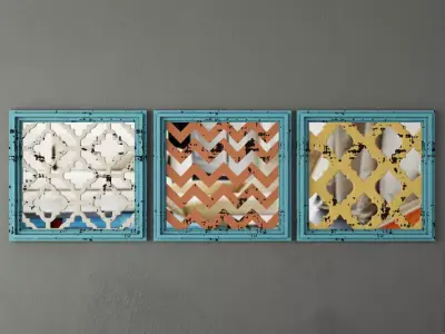 Square Wood Panel Wall Art 3D model