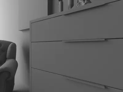 Interior Scene - Luxury chest of drawers 3D model