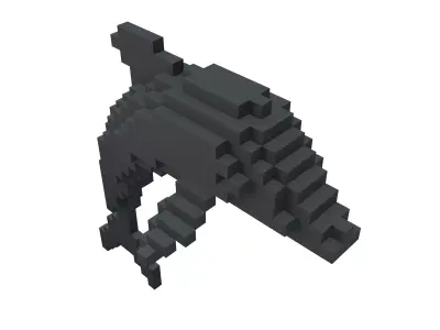 Voxel Dolphin v1 001 Low-poly 3D model