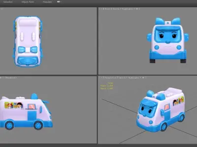 Cartoon toy medical ambulance Low-poly 3D model