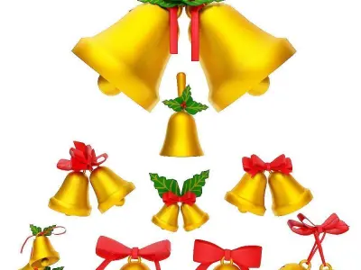 Christmas Bell 3d model set4 Low-poly 3D model