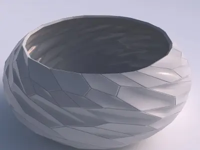 Bowl spheric squeezed wide with fine twisted organic cells 3D print model