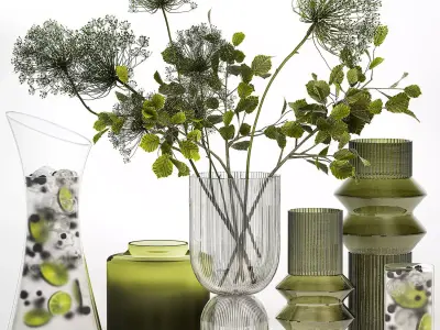 Bouquet Of Flowers With Blueberry And Lime Lemonad 3D model