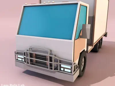 Cartoon City Truck Low-poly 3D model