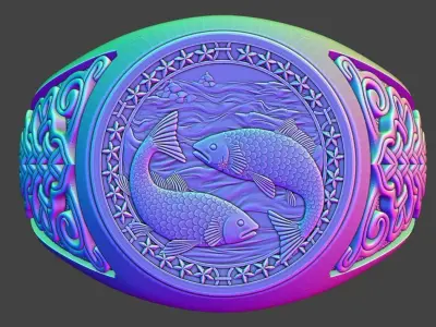 ZODIAC PISCES RING 3D print model