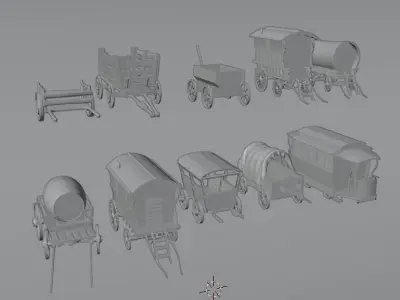10 base mesh wagon 3D model