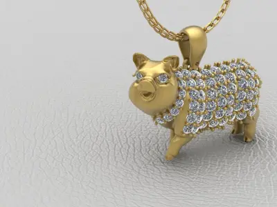 golden pig 3D model 3D print model 3D print model