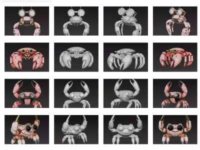 Luxury Mecha Crabs - Fashion Robotic Sea Sculpture Collection 3D Model Pack