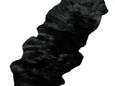 Sheepskin Black Area Rug 3D model