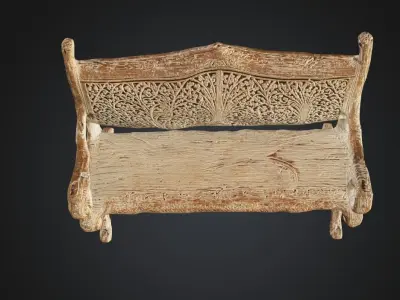 Regal Carved Wooden Bench Low-poly 3D model