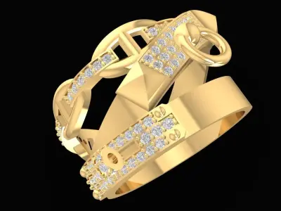 Luxury Chain Lock Ring  2636 3D print model