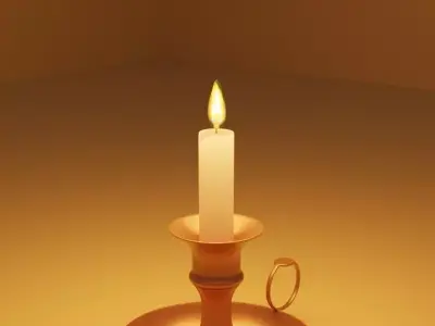 Candle holder with animated lit candle Free low-poly 3D model