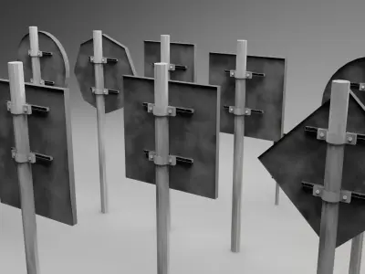 Big Traffic Signs Pack Low-Poly Low-poly 3D model