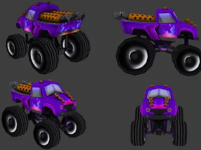 Cartoon Monstercar Pack Low-poly 3D model
