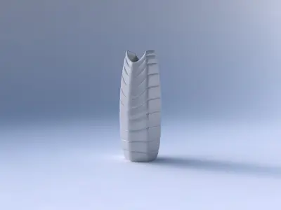 Vase double arc hexagon with smooth horizontal dents 3D print model