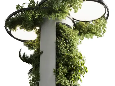 Column plant - pillar plant with ceiling light 06 Low-poly 3D model