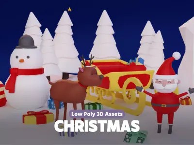 Low Poly Christmas Set Low-poly 3D model
