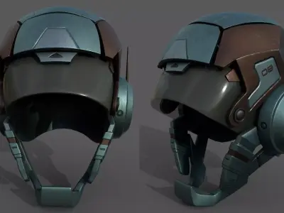 Helmet scifi military armor develop fantasy combat  Low-poly 3D model
