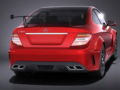 Mercedes C63 AMG Black 2014 VRAY 3D model