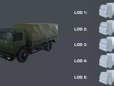Asset - Army - Kamaz - 3D MODEL Low-poly Low-poly 3D model