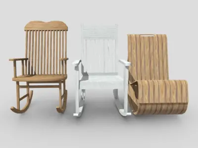 Rocking Chair Pack Low-poly 3D model