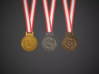 Olympic Medals Sport Competition Medals Low-poly 3D model