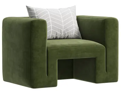 MATRA DEEP TEAL VELVET LOUNGE CHAIR BY CB2 3D model