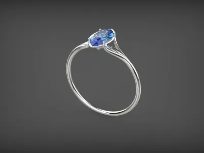 Thin ring with marquise stone size 17 3D print model