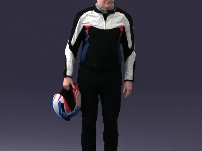 Male motorcyclist with a helmet 0091 3D Print Ready 3D print model