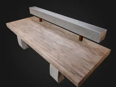 Park bench Japan Garden Torii Lowpoly Vr AR Low-poly 3D model