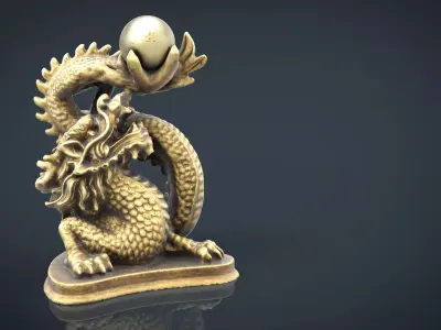 Chinese dragon statue Low-poly 3D model
