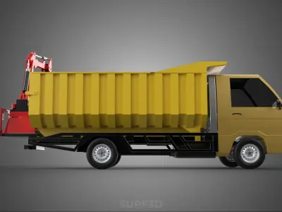 GARBAGE DUMP TRUCK GRAPPLE PICK UP SKIP BIN SCRAP GRABBER CRANE 3D model