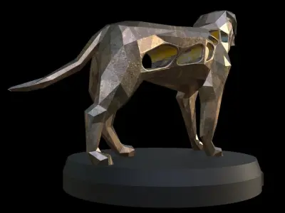 Steampunk English Mastiff Pose Low-poly 3D model