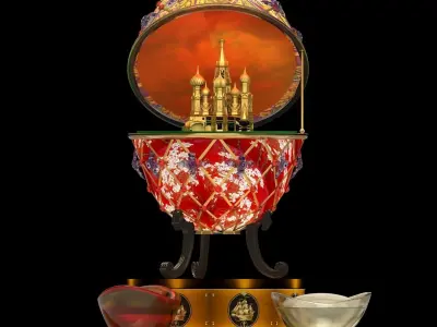 Chinese Gold Ingot with Russia Faberge egg    3D model