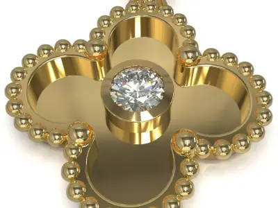 Cross pendant with gem enamel ready 3D print model