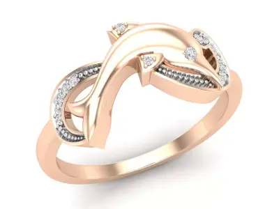 AV 716 Diamond Womens Right Hand Dolphin Ring 3D print model