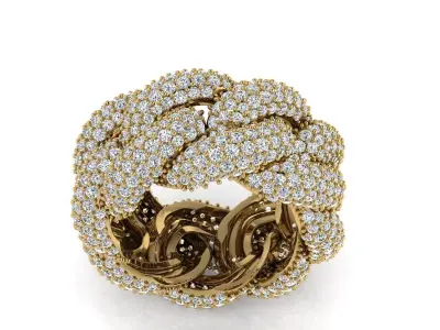 CUBAN CHAIN RING - SIZE 12 - DIAMONDS 3D print model