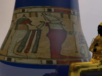 Osiris Statue and Vase Free 3D model