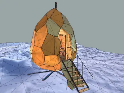 Solar Egg Sauna Low-poly 3D model