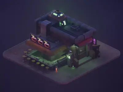 Bar Cyberpunk Low-poly 3D model