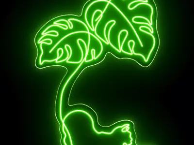 MonsteraCat Neon Sign 3D model
