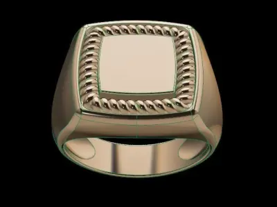 Square Antique Men Signet Rope Twist Ring 3D print model