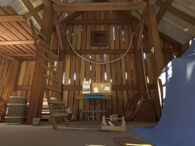 pack Old barn for 3D and 2D animation Cartoon Low-poly 3D model