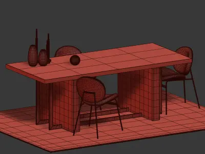 Jane Dinning Chair and Whitney Dining Table  3D model