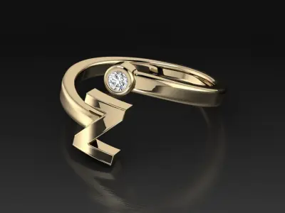 Jewelry Alphabet Ring Z 3D print model