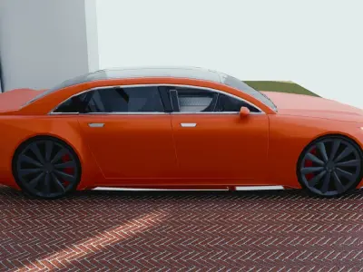 BLENDER EEVEE Brandless Mid Size 4 door sedan Low-poly 3D model