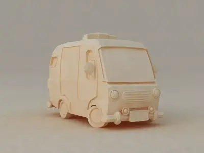 Police car sedan interior cute little collection toon 3D model