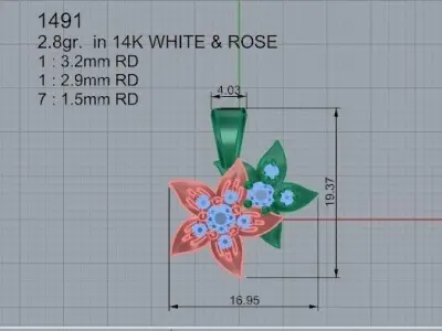 Flower Pendant 1491 3D print model